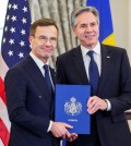 U.S. Secretary of State Antony Blinken accepts Sweden's instruments of accession from Swedish Prime Minister Ulf Kristersson for its entry into NATO at the State Department in Washington, U.S., March 7, 2024. REUTERS/Amanda Andrade-Rhoades