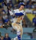 May 15, 2025; Los Angeles, California, USA; Los Angeles Dodgers second baseman Hyeseong Kim (6) reacts during an at bat against the Athletics during the sixth inning of the game at Dodger Stadium. Mandatory Credit: Jayne Kamin-Oncea-Imagn Images