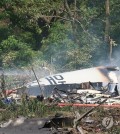 Authorities respond after a Navy patrol aircraft carrying four people crashed on a mountain in the southeastern port city of Pohang on May 29, 2025. (Yonhap)