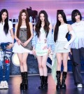 K-pop girl group Meovv poses for a photo during a media showcase for its first EP, "My Eyes Open Vvide," in Seoul on May 12, 2025, in this photo provided by The Black Label. (PHOTO NOT FOR SALE) (Yonhap)