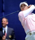 Apr 27, 2025; The Woodlands, Texas, USA; Haeran Ryu of Korea hits a tee shot on the first hole during the final round of The Chevron Championship golf tournament. Mandatory Credit: Erik Williams-Imagn Images