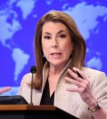 U.S. State Department spokesperson Tammy Bruce speaks during her first press briefing at the State Department in Washington, D.C., U.S., March 6, 2025. REUTERS/Kevin Lamarque