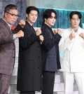 The "Mercy For None" cast pose for photos during a press conference in Seoul on June 5, 2025. (PHOTO NOT FOR SALE) (Yonhap)