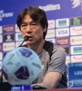 South Korea head coach Hong Myung-bo speaks at a press conference ahead of a World Cup qualifying match against Kuwait at Seoul World Cup Stadium in Seoul on June 9, 2025. (Yonhap)