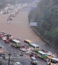 This photo, provided by a reader, shows an inundated street in the southwestern city of Gwangju on July 17, 2025, following torrential rains that hit the city. (Yonhap)